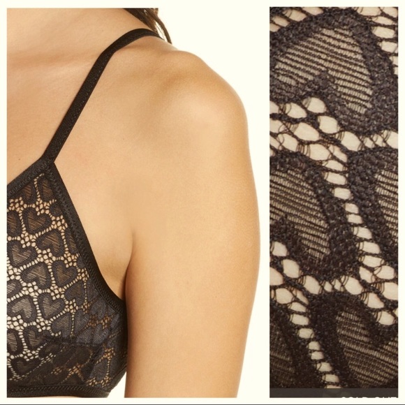 NWT Free People 2 piece Black Heart Lace Kelly Bra Set - Picture 5 of 7